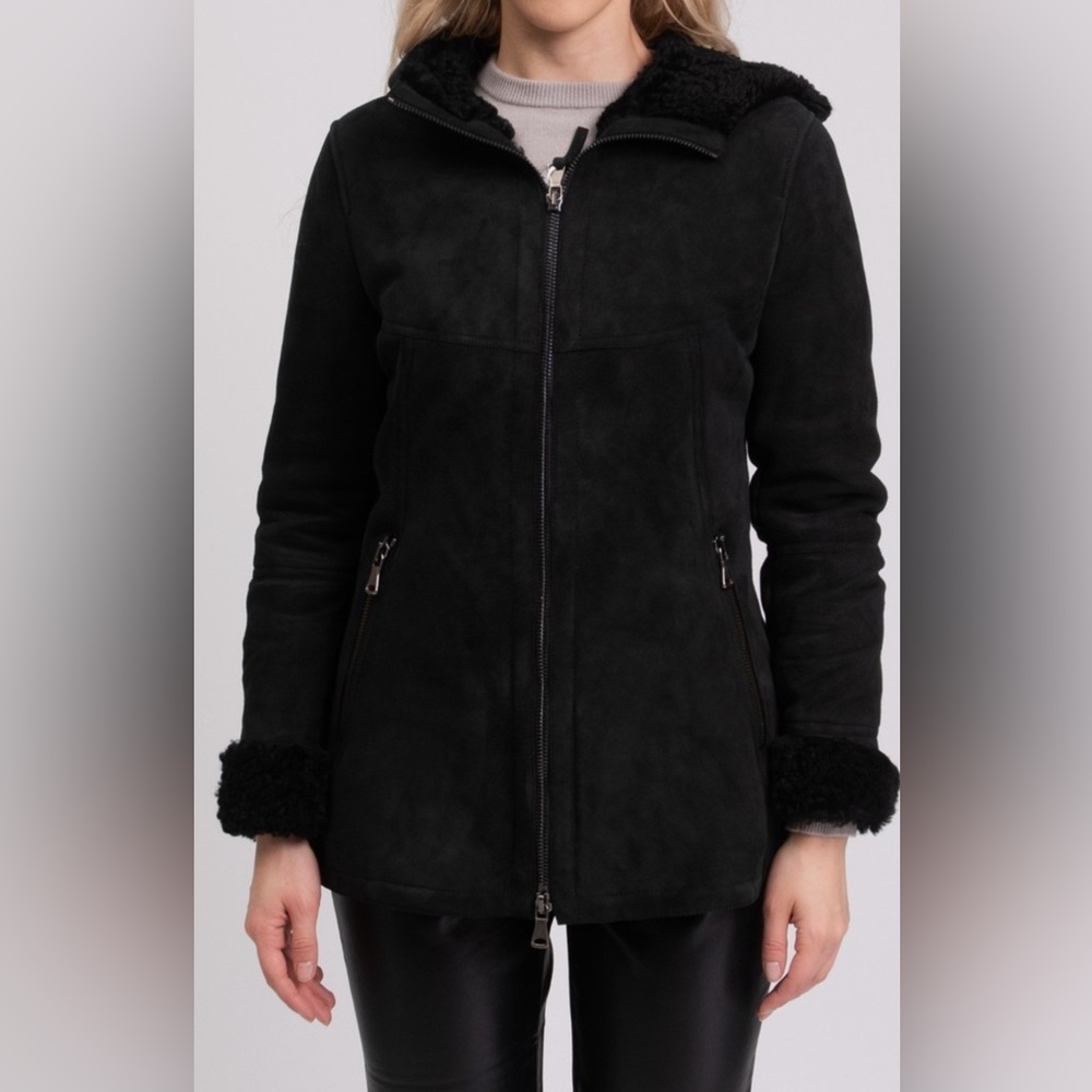 Garrett Natural Shearling Hooded Coat